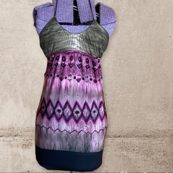 Halter Bodycon Mini Dress Purple Black Gray Juniors Large - Picture 1 of 9